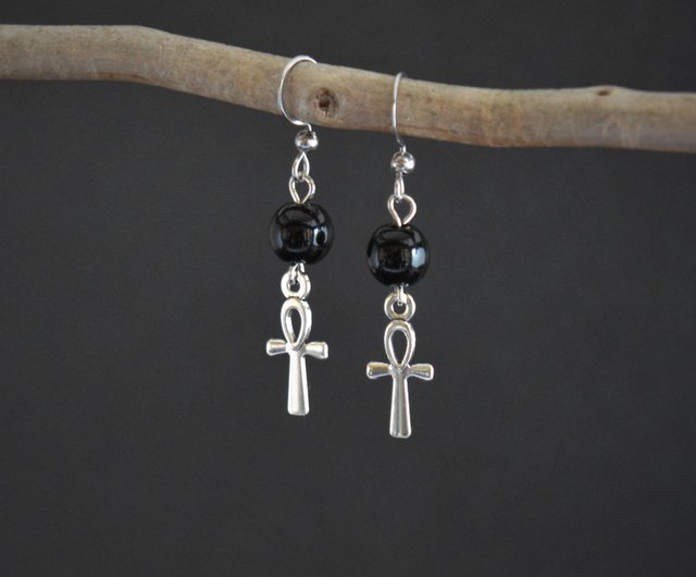 Black on sale ankh earrings