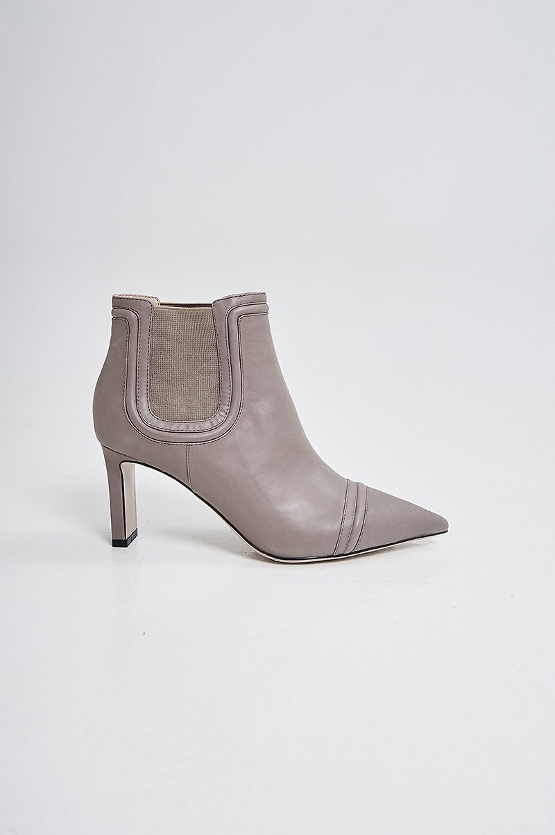 Bandage, skinny, fine heel, shoe ash - High Heels - Genuine Leather Gray