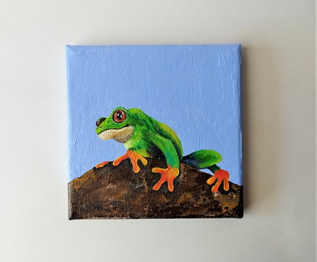 原画　カエル　F4　動物画　絵画　アクリル画　現代アート　細密画 原画 カエル F4 動物画 絵画 アクリル画 現代アート 細密画 絵