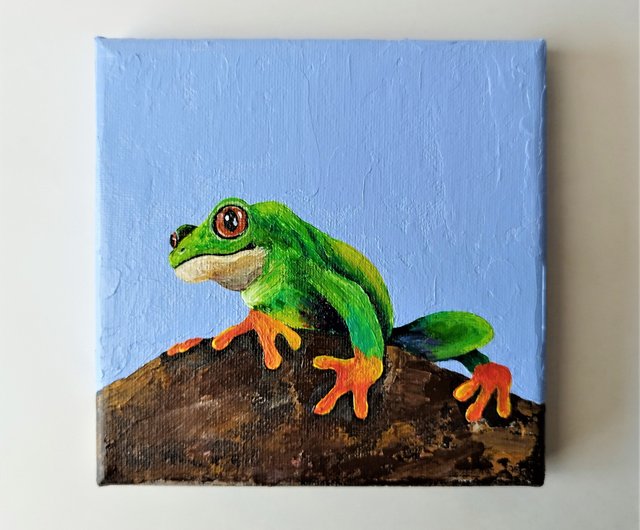 原画 カエル 動物画 絵画 アクリル画 現代アート 細密画 - メルカリ