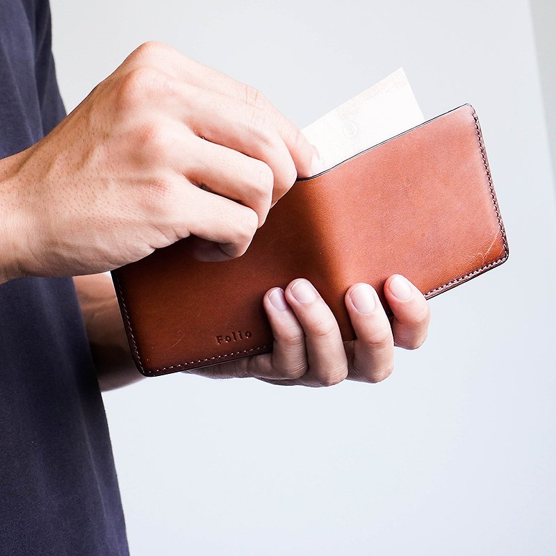 Folio: Smoke Bifold Wallet Made of Genuine leather - 銀包 - 真皮 咖啡色