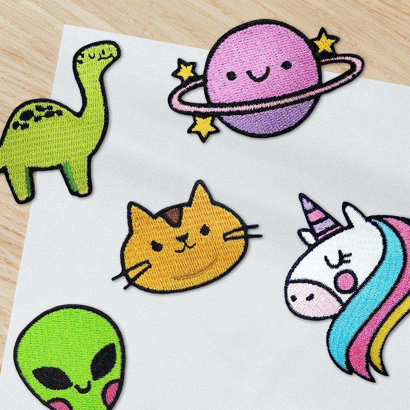 Embroidered Fabric Patches Alien Elements Set (3 designs) - Stickers - Thread 