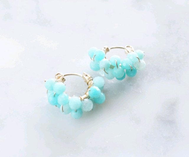 Ms.V】14kgf*Amazonite pavé earring / pierced earring M - 設計館