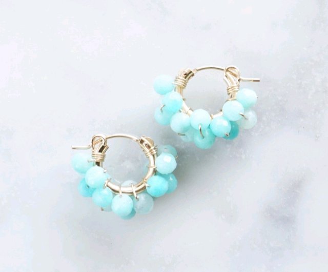 Ms.V】14kgf*Amazonite pavé earring / pierced earring M - 設計館