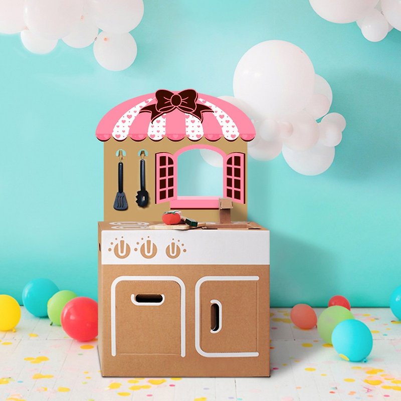 迷你廚房(附粉紅商店背板貼)  扮家家酒 親子創意 禮物 環保玩具 - 嬰幼兒玩具/毛公仔 - 紙 卡其色