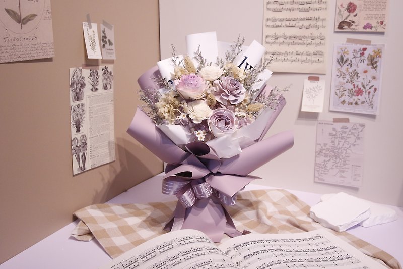 [Medium-sized Sola Bouquet] — Elegant purple bouquet - ช่อดอกไม้แห้ง - พืช/ดอกไม้ สีม่วง