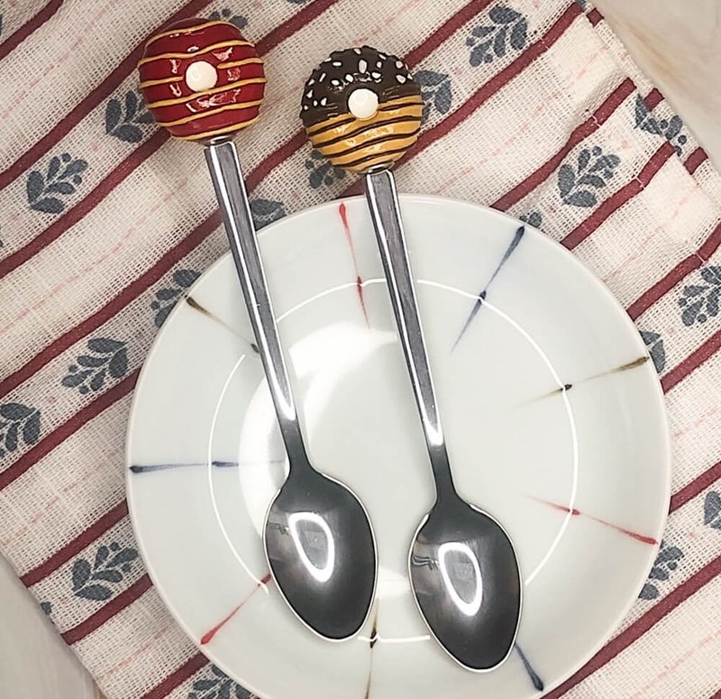 American Donut Style Spoon & Fork Set - 4 pieces - ช้อนส้อม - เรซิน 