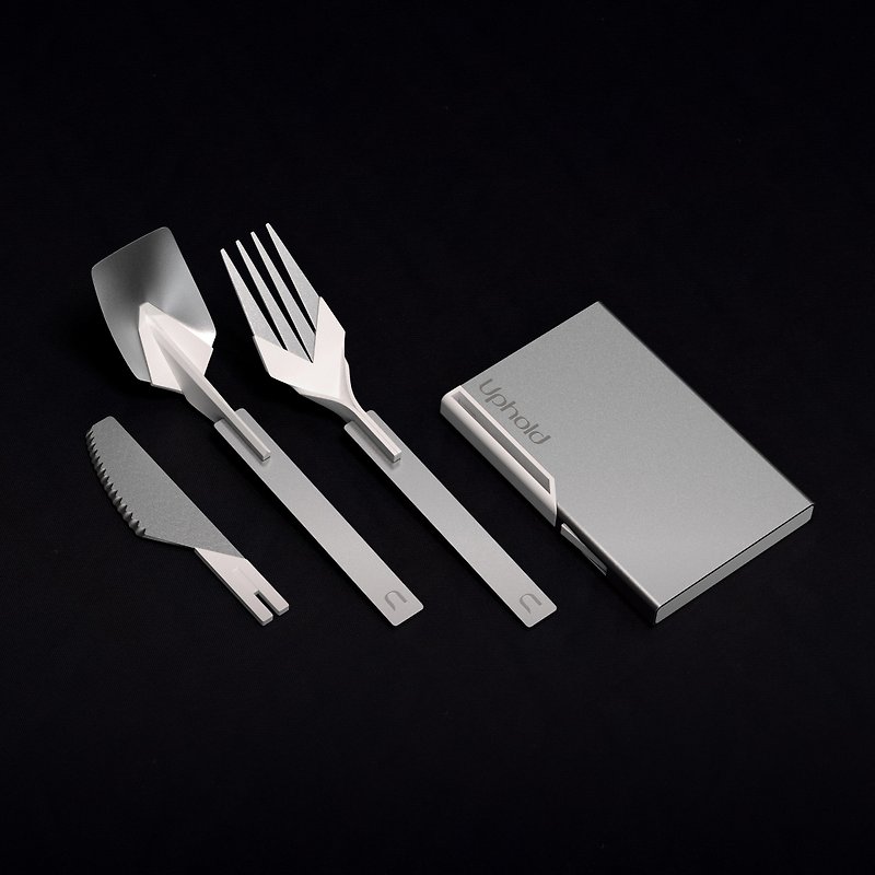 Uphold Cutlery Compact (Silver) Folding Travel Cutlery/Collapsible - Cutlery & Flatware - Other Metals Silver