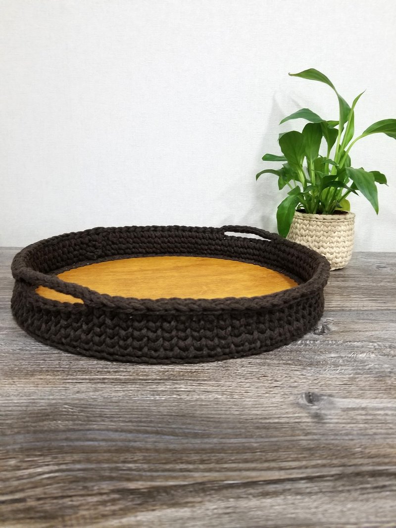 Crochet cotton serving tray, knit serving tray, home decor, table decoration - 托盤/砧板 - 環保材質 