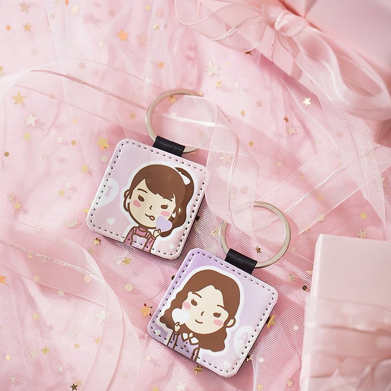 【Customized gift】Pink bubble boudoir is the girl's version of a boyfriend key ring - Keychains - Faux Leather Pink