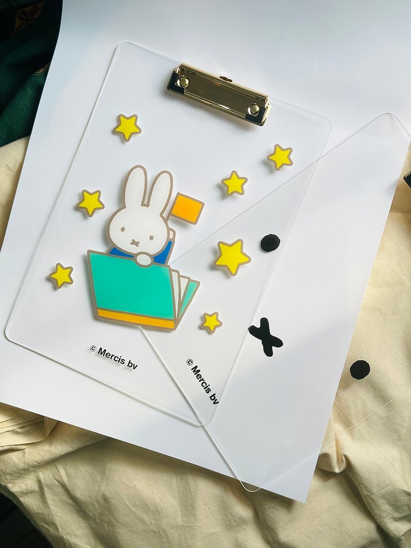 [Pinkoi x miffy] 2024 Miffy Stationery Series A4 Board Clip Star Rabbit - แฟ้ม - อะคริลิค หลากหลายสี