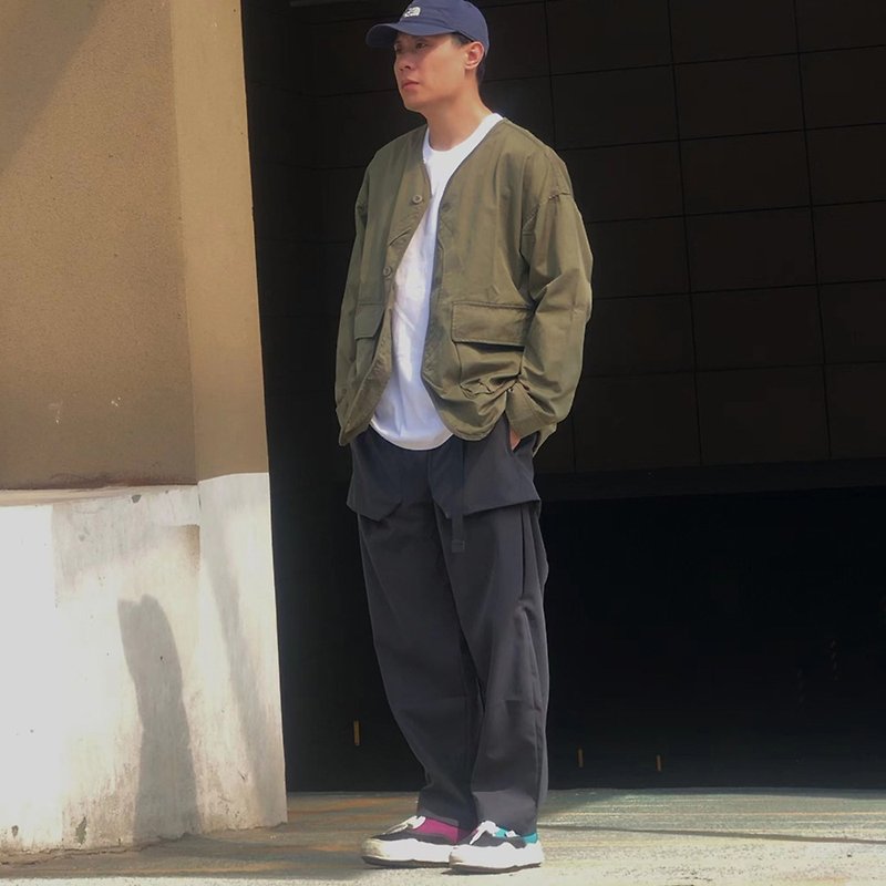 Japanese CITYBOY Loose Straight Workwear Casual Wide Leg Pants - กางเกงขายาว - ผ้าฝ้าย/ผ้าลินิน 