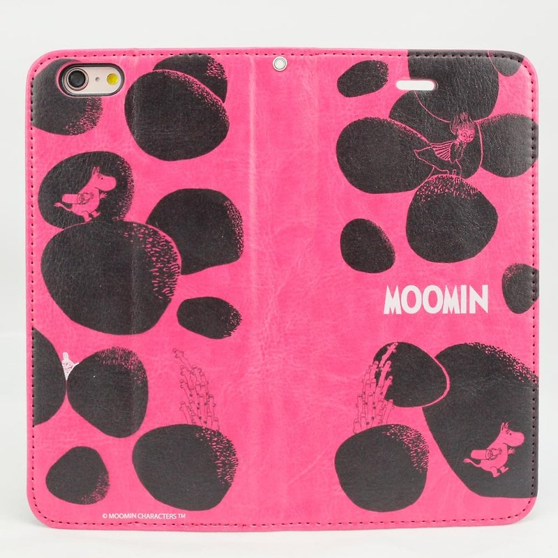 Moomin 噜噜 米 Genuine Authorization-Magnetic Phone Holster 【Rock Moomin】 - Phone Cases - Genuine Leather Pink