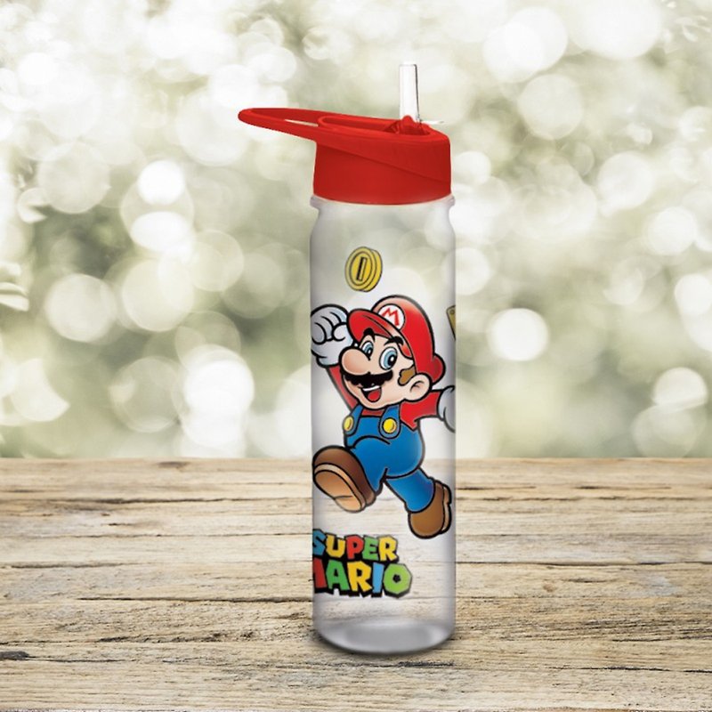 Official Nintendo  Super Mario Bros Jump Water Bottle with Straw,700mL - Pitchers - Wood Multicolor