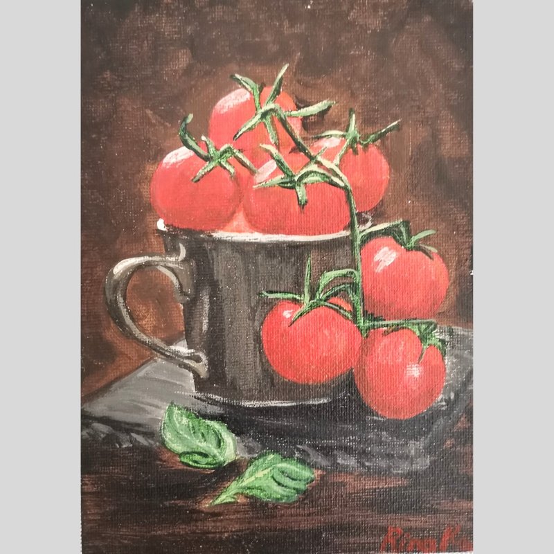 櫻桃番茄原創簽名帶框藝術家居裝飾禮品藝術品 RinaArtSK 出品 - 壁貼/牆壁裝飾 - 其他材質 多色