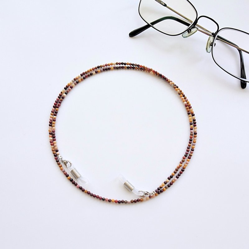 Mookaite Jasper Beaded Eyeglasses Holder Chain - Gift for Mom & Dad - สร้อยคอ - เครื่องประดับพลอย สีเหลือง