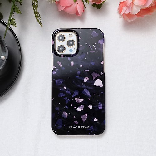 POLAR POLAR iPhone / Samsung 紫丁香水磨石 優雅 半包硬殼 手機殼【客製】