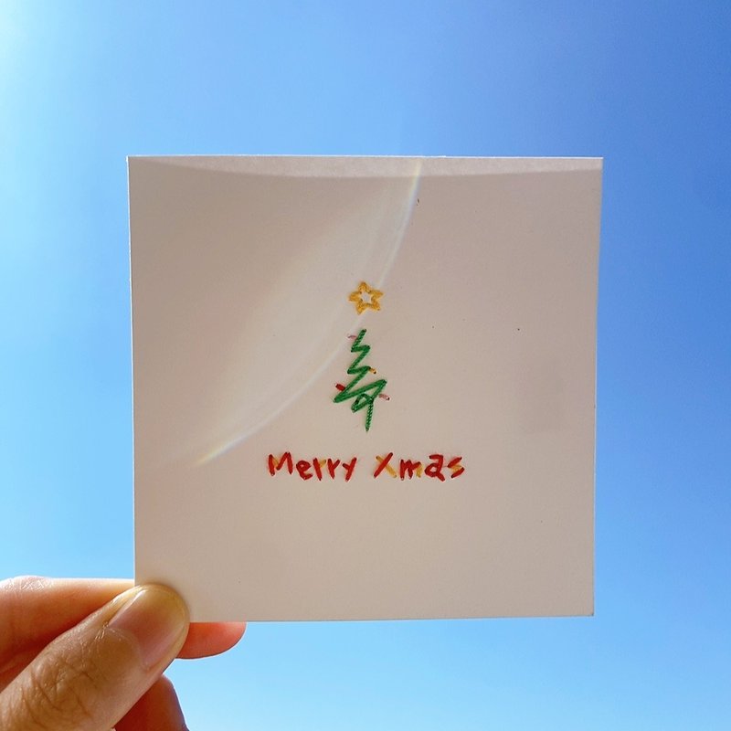 Hand sewn  Minimalist style  Christmas gifts  Christmas tree cards - การ์ด/โปสการ์ด - งานปัก ขาว