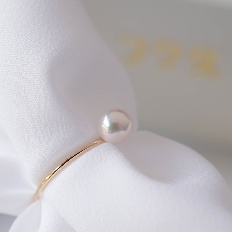 珍珠戒指 K金 /  海水Akoya珍珠 日本製造 - 戒指 - 珍珠 