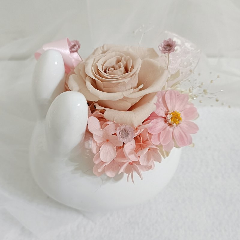 Milk Tea Rabbit Immortal Potted Flower | Wedding Bouquet Immortal Dried Flower Graduation Appreciation Gift Birthday Graduation Ceremony - ช่อดอกไม้แห้ง - พืช/ดอกไม้ หลากหลายสี