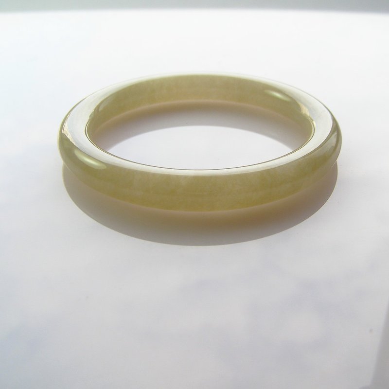 Honey yellow round bone jadeite jade bracelet bracelet genuine A goods - Bracelets - Jade 