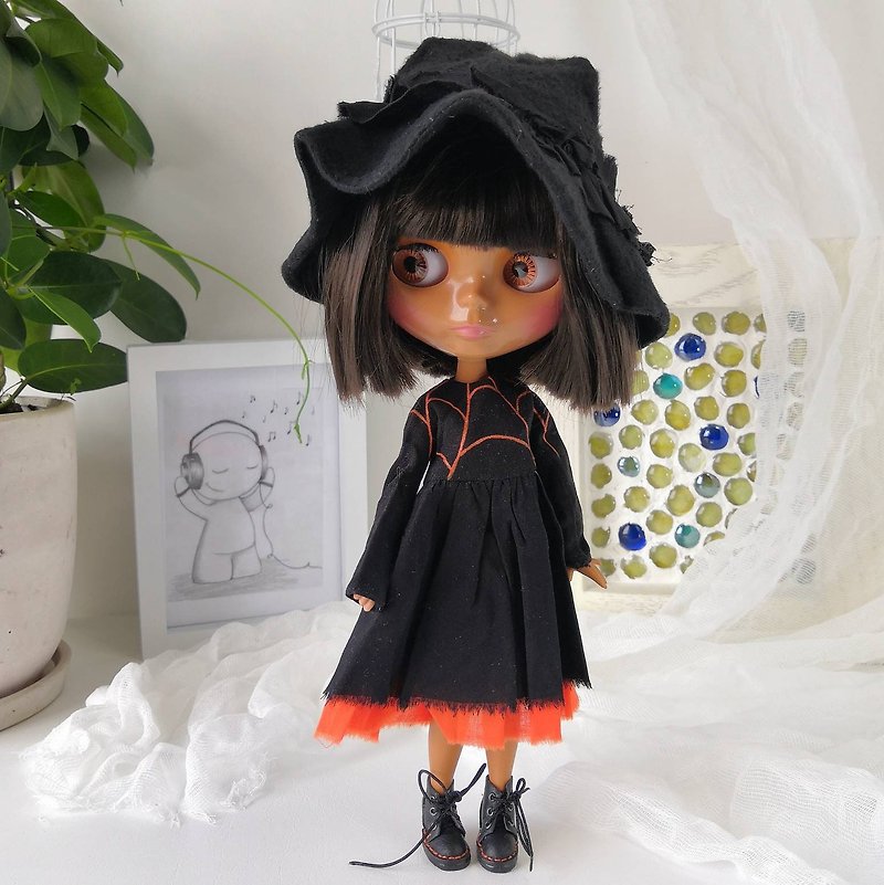 Halloween blythe doll outfit.  Set clothes Blythe Halloween - Stuffed Dolls & Figurines - Cotton & Hemp 