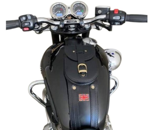 TRIUMPHリアルレザーバッグタンクT100T120ストリートツイン用