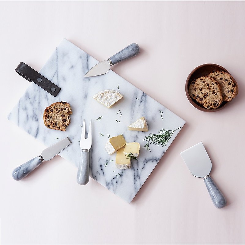 大理石托盤餐具組 - 廚具 - 石頭 白色