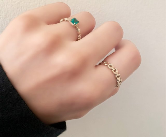 Emerald エメラルド リング / K10YG【1点限り】 - ショップ Doublemoon Jewelry ダブルムーン ジュエリー リング・指輪  - Pinkoi