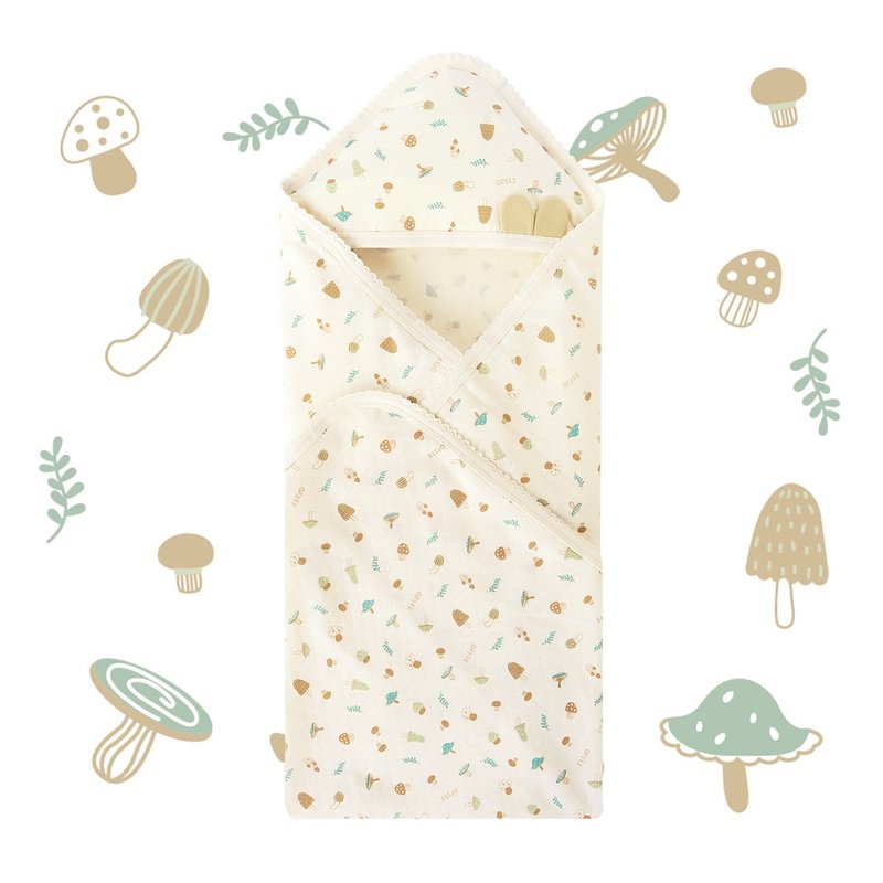 [SISSO Organic Cotton] Forest Mushroom Tencel Cotton Multi-Purpose Wrap - ผ้าให้นม - ผ้าฝ้าย/ผ้าลินิน ขาว