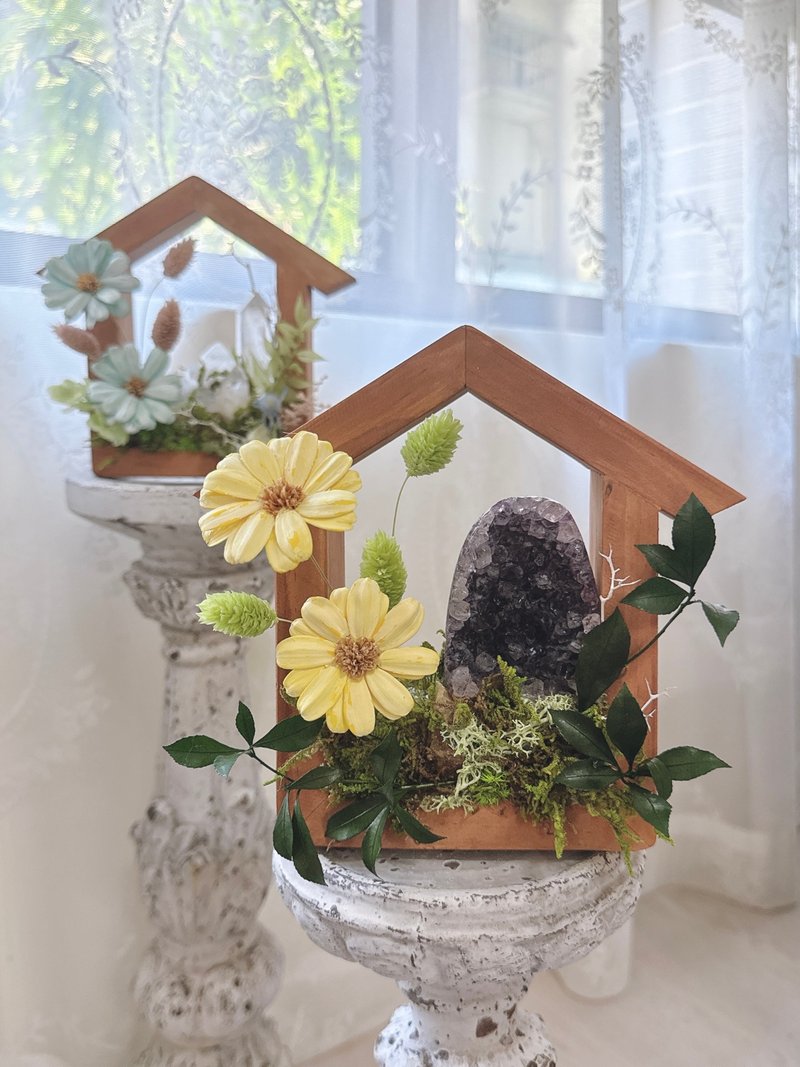 家的想像 紫水晶鎮宅小屋。不用澆水的植物 桌面小風景 - 盆栽/植栽 - 水晶 黃色