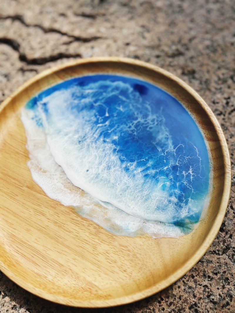 【現貨】神秘深海海洋海浪圓木盤 - 擺飾/家飾品 - 樹脂 