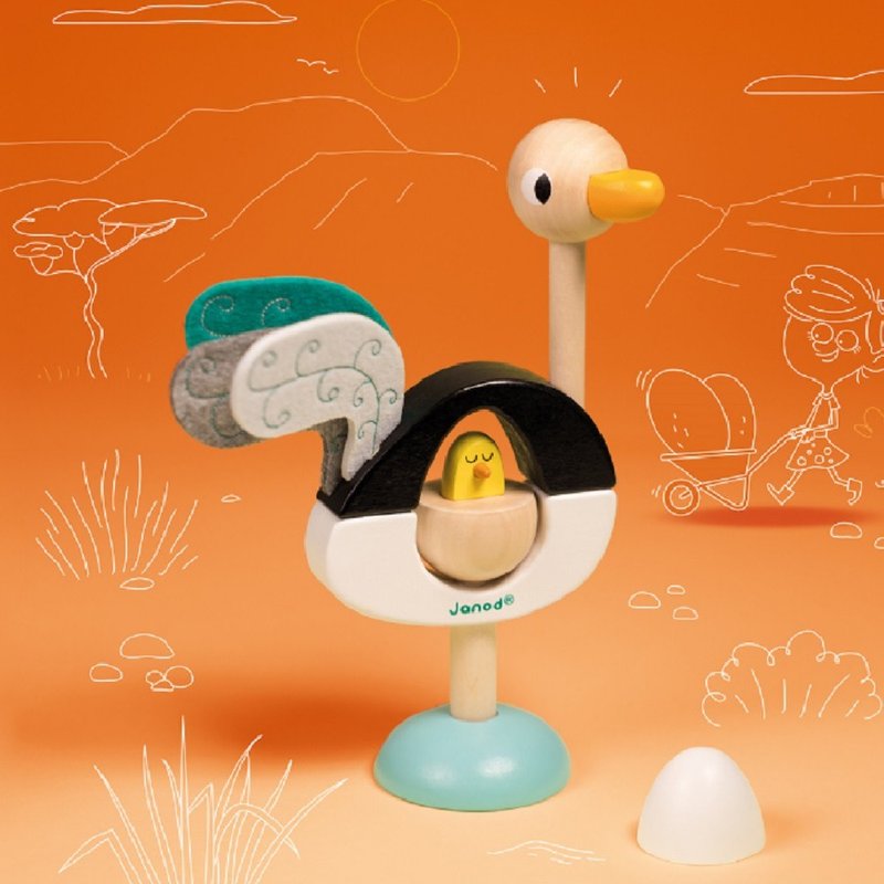 【Janod, France】Layered rock music - Mrs. Ostrich - Kids' Toys - Wood 