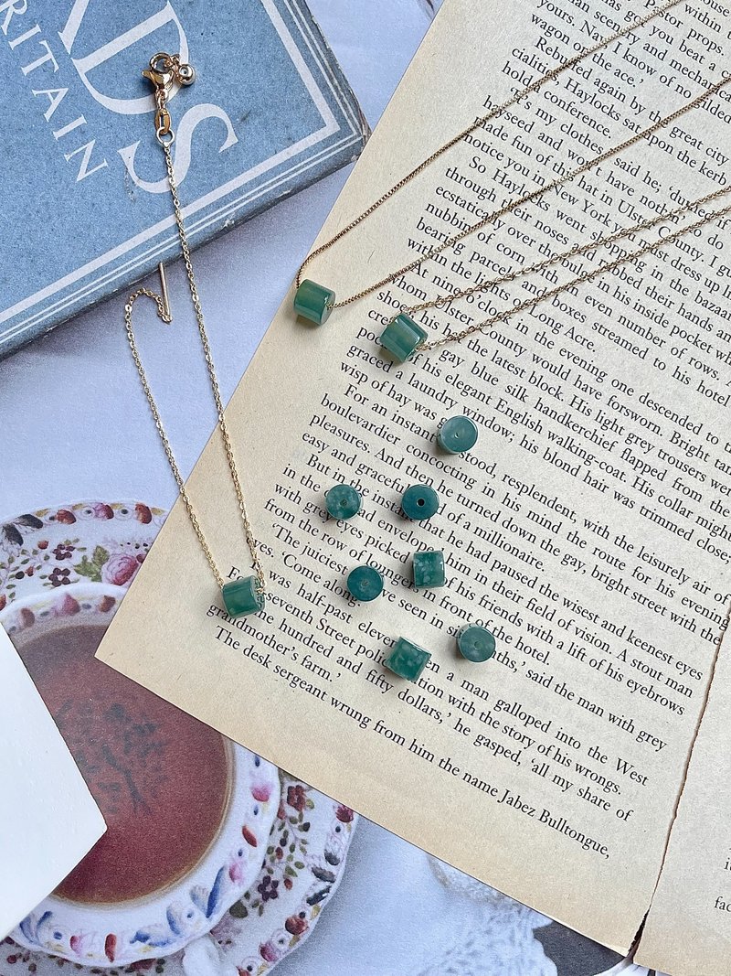 Guatemala Jade A Goods - Blue Water Snowflake Passepartout Jade 14k Gold Necklace / Bracelet Gift Jade - Necklaces - Jade Gold