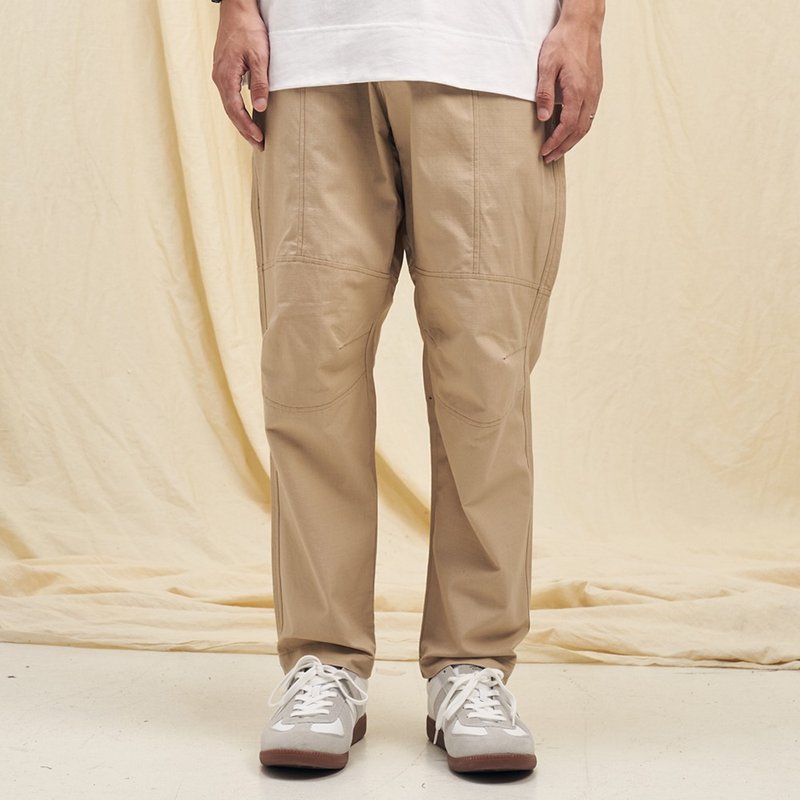 寬版工裝褲 Wide Worker Pants/簡約/素色/情侶服/長褲/寬褲/ - 男長褲/休閒褲 - 棉．麻 卡其色