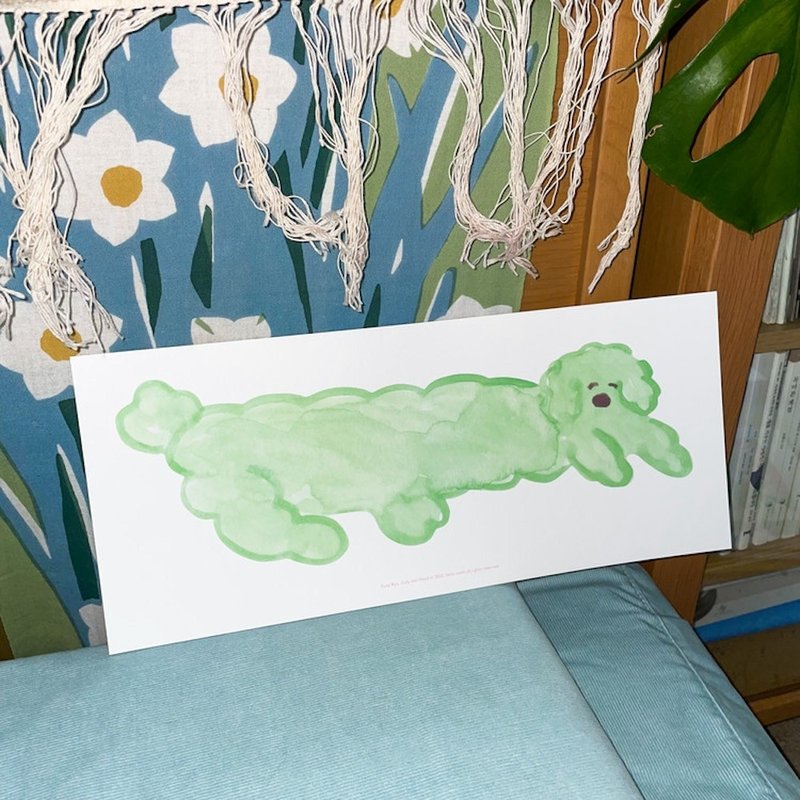 現貨 - 韓國插畫品牌 little room - 卷卷狗狗 長型海報 - 海報/掛畫/掛布 - 紙 綠色