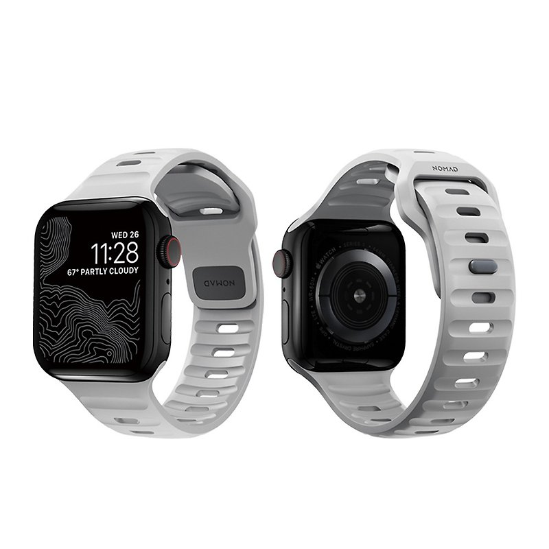 美國NOMAD Apple Watch專用運動風FKM橡膠錶帶-44/42mm-月球灰 - 其他 - 橡膠 灰色