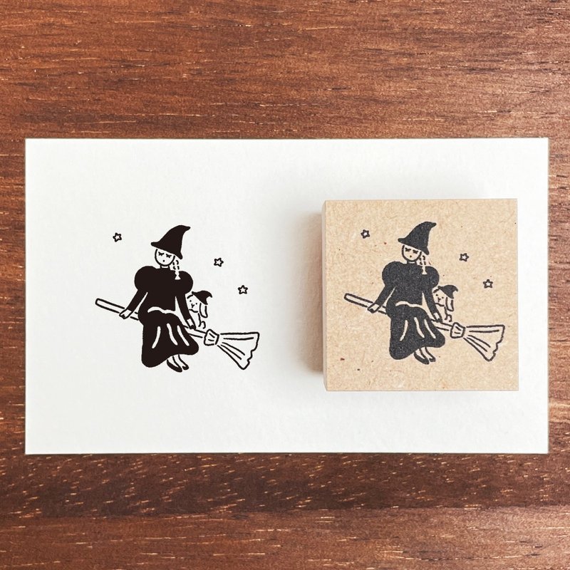 Marl醬 插畫印章 魔法少女 10月 萬聖節 變裝 魔法師 橡皮印章 女孩 日本製 a-124 - 印章/印台 - 木頭 