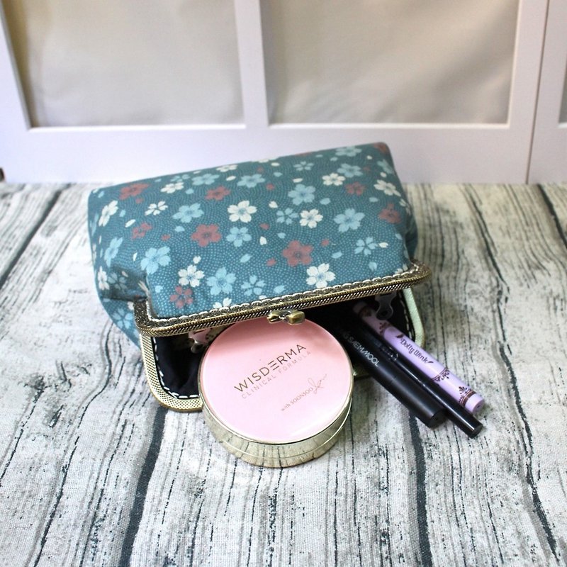 Make up product bag - Cherry Blossom in blue - Toiletry Bags & Pouches - Cotton & Hemp Multicolor