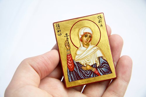 Orthodox small icons hand painted orthodox wood icon Saint Holy Martyr Sophia Religious pocket size