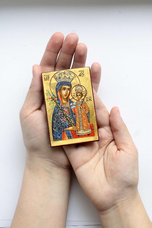 Orthodox small icons hand painted orthodox christian Virgin Mary icon Mother of God unfading flower