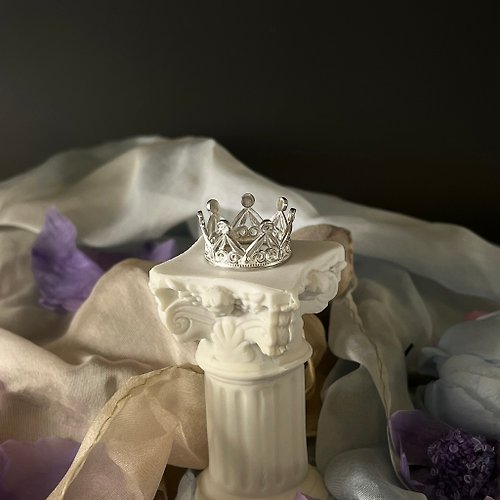 One Dimple 單窩 : 純銀 k金珠寶設計與訂製 國王皇冠戒指 蕾絲花紋 925銀