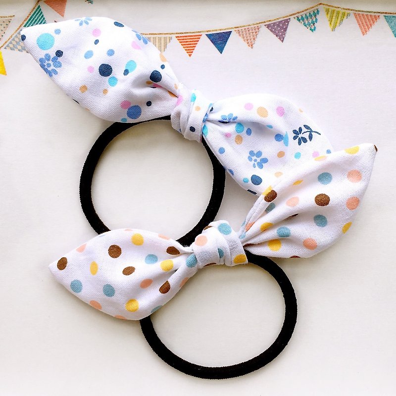 A set of 2 polka dot bow hair accessories - Hair Accessories - Cotton & Hemp White
