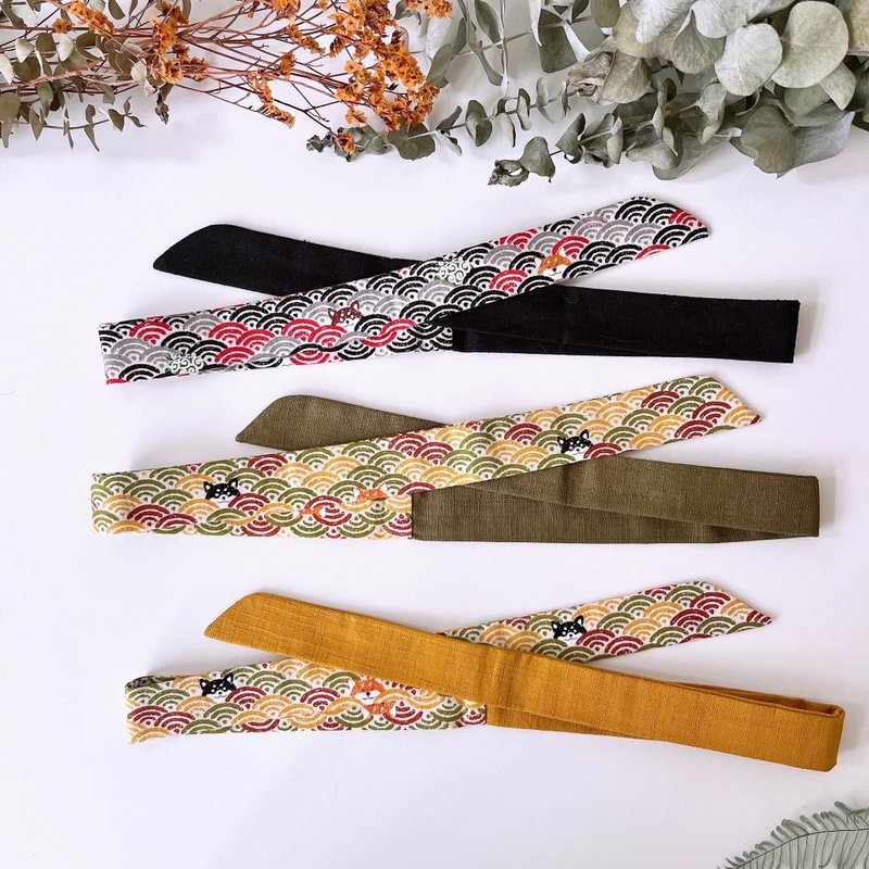 Shimamoriya/Fine hair band/Shiba Inu wave - Hair Accessories - Cotton & Hemp Multicolor