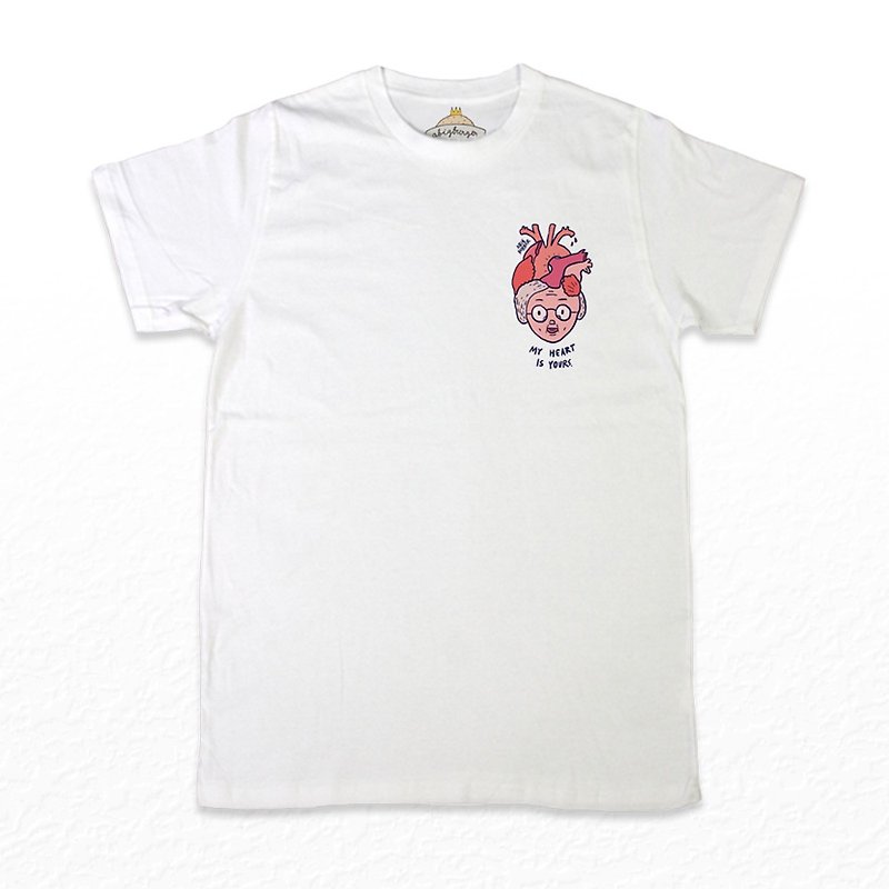 私の心はあなた、PAPAです - Tシャツ メンズ - コットン・麻 ホワイト