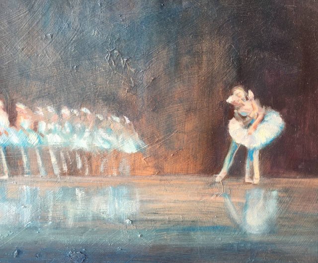 【良品】Dancers at Rest バレリーナ 絵画 青 抽象的なバレリーナの油絵オリジナルの青いバレリーナの壁アート
