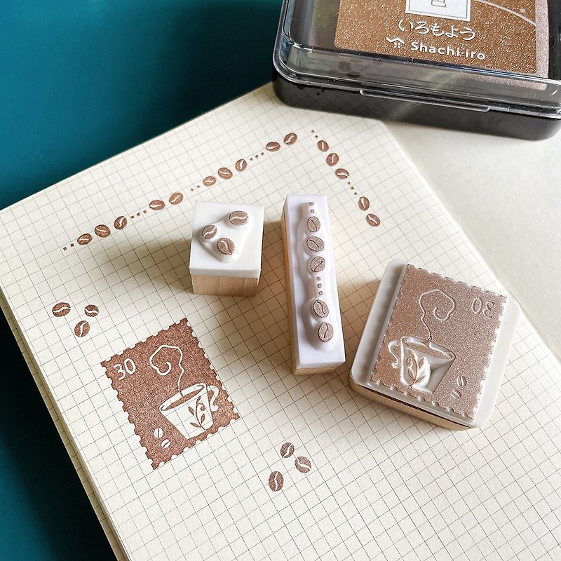 Apu handmade stamps, versatile coffee theme stamp set, 3 contestant account stamp - ตราปั๊ม/สแตมป์/หมึก - ยาง 