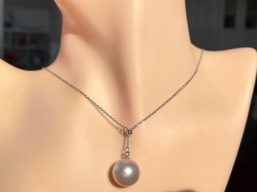 Athena珍珠設計 Y字鏈 天然淡水珍珠 超大點位 炫彩珍珠 純銀