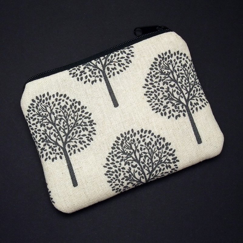 Zipper pouch / coin purse (padded) (ZS-224) - กระเป๋าใส่เหรียญ - ผ้าฝ้าย/ผ้าลินิน สีดำ