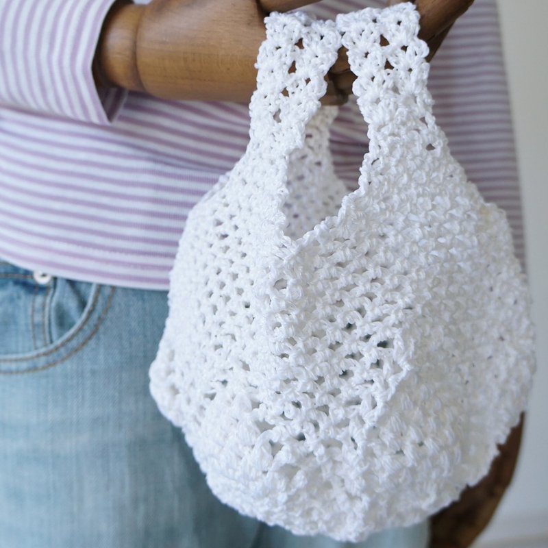 Ba-ba handmade Openwork knitting multi bag No.MB26 - 手提包/手提袋 - 其他材質 白色
